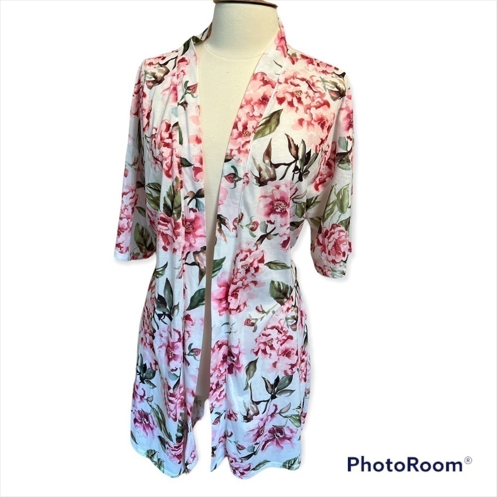 Show Me Your MuMu Kimono or Swim Cover Water Color Floral With Belt One Size  